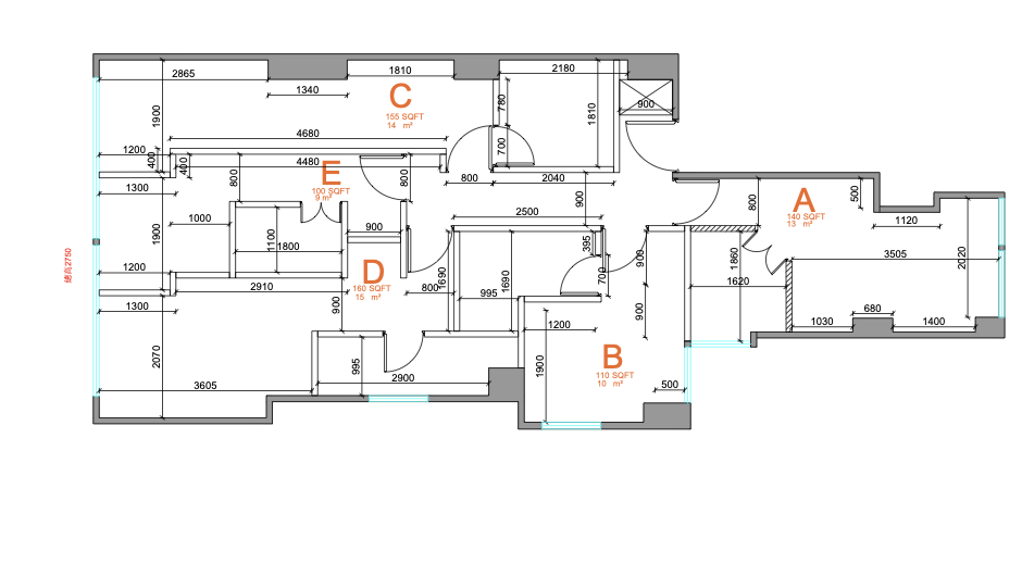 Prince Edward Road West tenement BHU certification — floor plan of 5 subdivided units undergoing compliance process